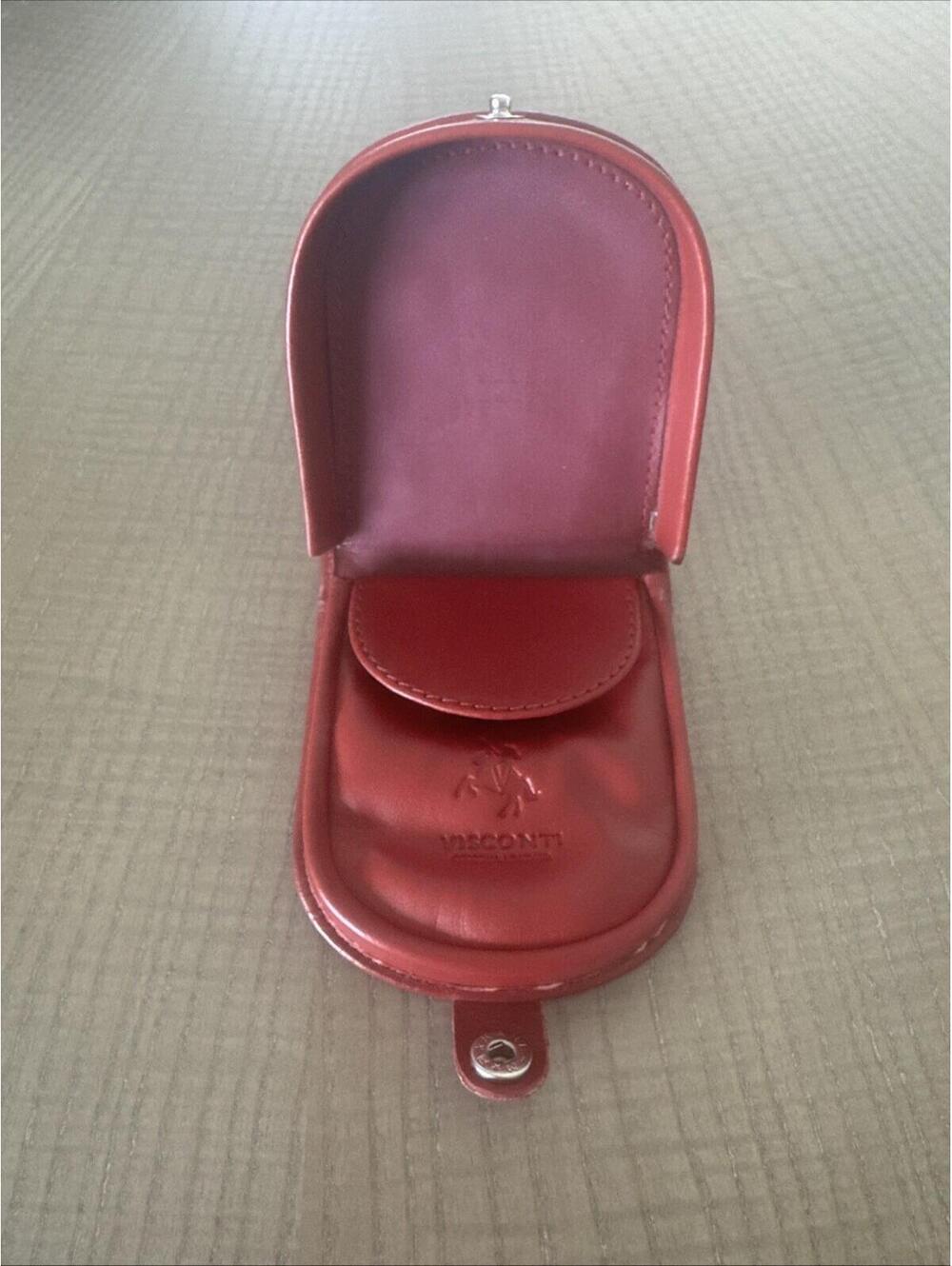 Vintage Visconti Monza Small Red Leather Wallet/ Change Purse Unisex
